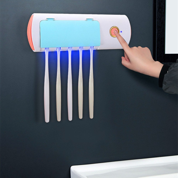 UV Light Ultraviolet Toothbrush Holder Sterilizer Bathroom Storage Shelf - Blue