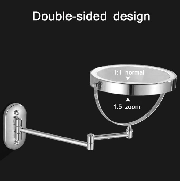 8 Inch Wall-Mounted Double-Sided Makeup Mirror LED Three-Tone Light Bathroom Mirror, Colour:Battery Models Silver(Ten Times Magnification)