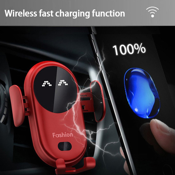 S11 Infrared Induction Wireless Fast Charger 360-degree Rotating Charging Station with Air Vent Phone Mount Holder for Mobile Phones - Black