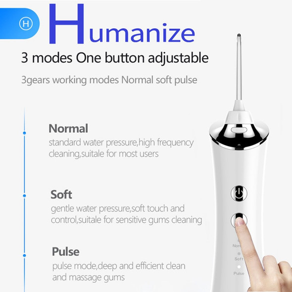 W01 150ml Portable Water Flosser Oral Irrigator Tooth Cleaner Water Dental Flosser IPX7 Waterproof Teeth Clean Device with 3 Cleaning Modes - White