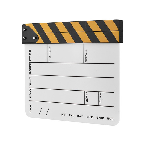 Dry Erase Acrylic Director Film Clapboard Movie TV Cut Action Scene Clapper Board Slate - White