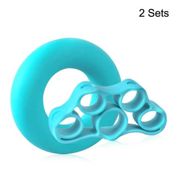 2 Sets Fitness Finger Sports Silicone Rally Grip Set(Blue)
