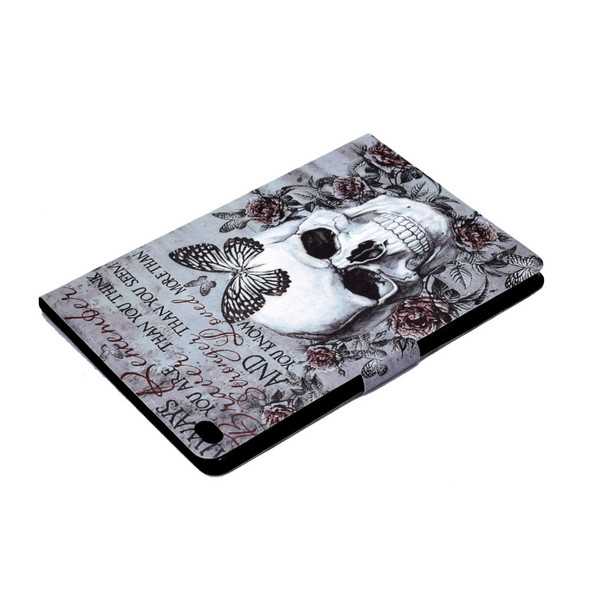 For iPad Air (2013) / Air 2 / iPad 9.7-inch (2017) / (2018) PU Leather Pattern Printing Tablet Case Magnetic Clasp Stand Cover with Card Holder - Skull