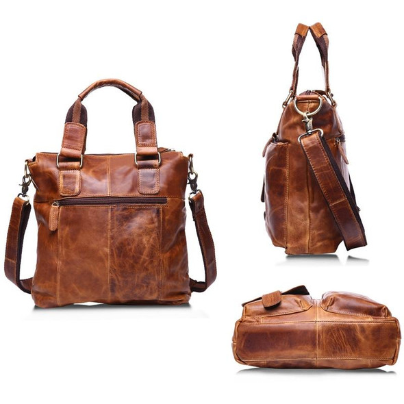 B259 Men Retro Business Handbag Shoulder Messenger Bag, Size: 30x31x8cm(Chocolate Color)