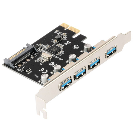 PCI Express Card to 4 USB 3.0 Ports PCI-E Expansion Card USB 3.0 Hub Adapter with 4-Pin/SATA Power Port