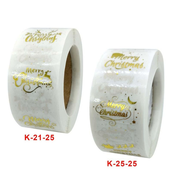 3 PCS  Roll TransparentHot Gold Stickers Christmas Stickers Holiday Gift Stickers, Size: 2.5cm / 1inch(K-25-25)