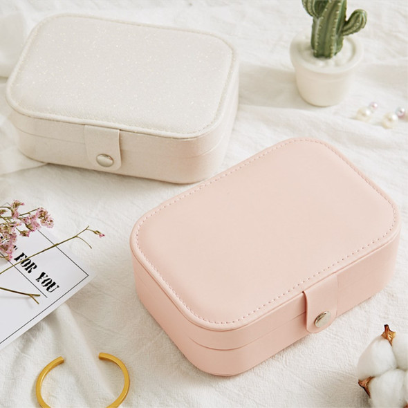 sp01161 Portable Jewelry Box for Women PU Leather Double Layer Jewelry Box Travel Jewelry Organizer for Necklaces Rings Earrings - Orange Pink
