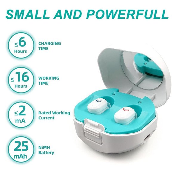 TWS On-Ear Sound Amplifier Hearing Aid with Charging Compartment(White )