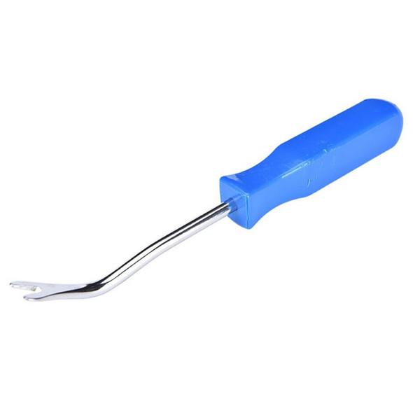 205mm Length Car Door Trim Clip Remover Plastic Fastener Puller Removing Pry Tool with with Rubber Handle - Blue