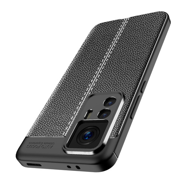 TPU Case for Xiaomi 12T 5G / 12T Pro 5G / Redmi K50 Ultra 5G, Litchi Texture Protective Phone Back Protector Cover - Black