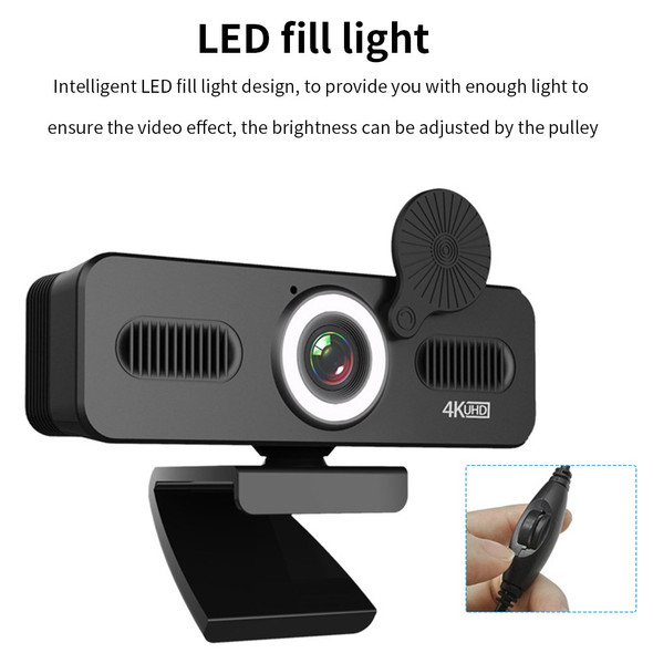 ELEBEST 1080P USB Computer Camera Live Streaming Video Conference Built-in Mic Webcam with Fill Light