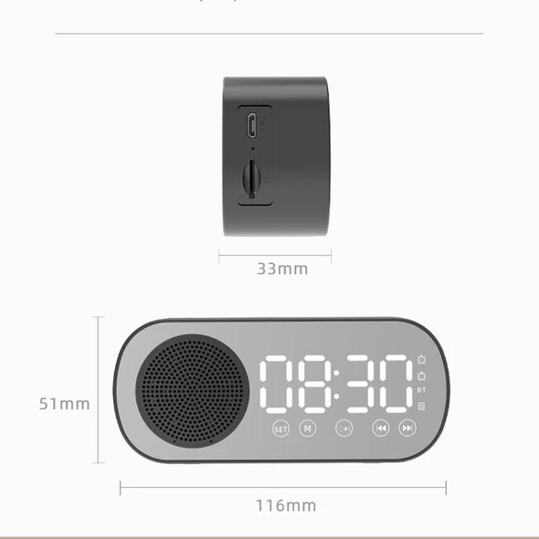 Z7 Digital Bluetooth 5.0 Speaker Multi-function Mirror Alarm Clock FM Radio(White)