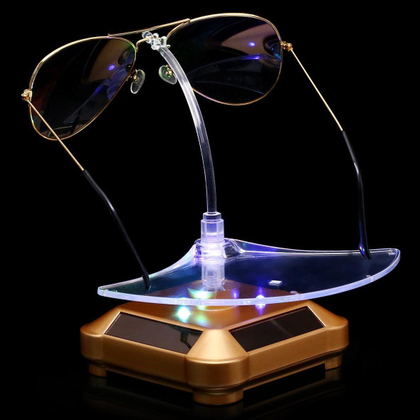 Solar 360 Degree Rotating Turntable Colorful Lights Glasses Display Stand(Gold)