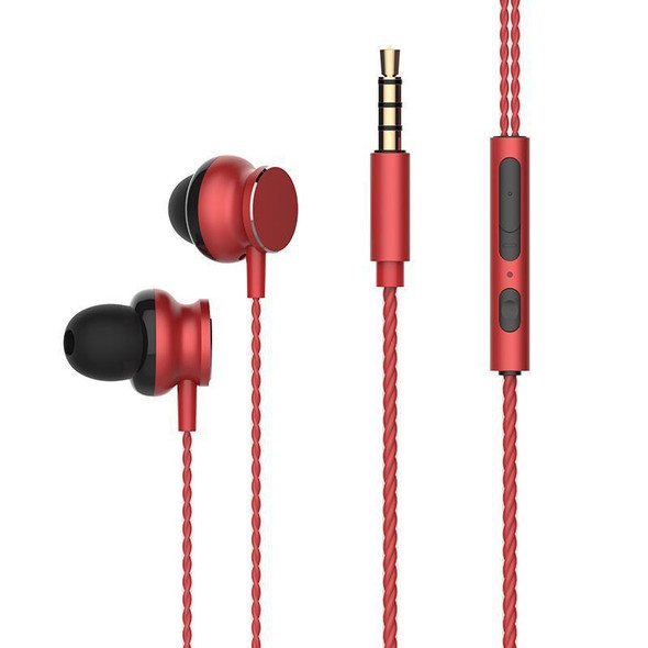 2 PCS TS118 3.5mm Metal In-Ear Wired Game Earphone(Red)