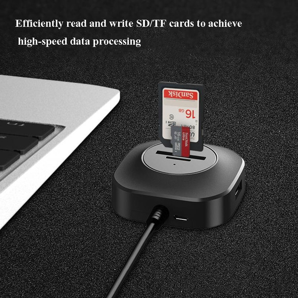 H25-2.0 3 x USB Port + TF/SD Card Reader Computer Notebook High-Speed Hub Splitter