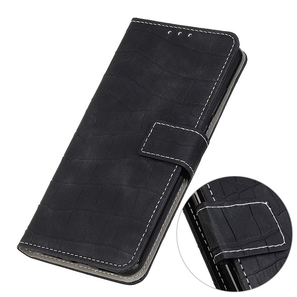 For Xiaomi Redmi Note 11T Pro 5G / Note 11T Pro+ 5G / Note 12T Pro 5G / Poco X4 GT 5G / Redmi K50i 5G Shockproof PU Leather Phone Case Wallet Crocodile Texture Cover Stand with Magnetic Closure - Black