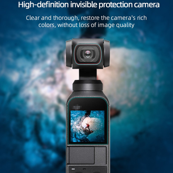 EWB8251_1 Camera Lens Protective Film 1 Set Tempered Glass Screen Protector Camera Accessories for DJI OSMO Pocket 2