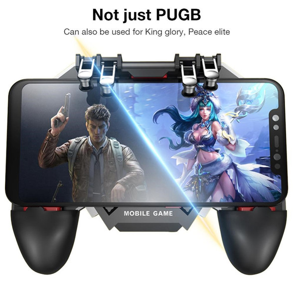 AK77 Six Finger All in One Mobile Game Controller with Dual Fans Free Fire Key Radiator