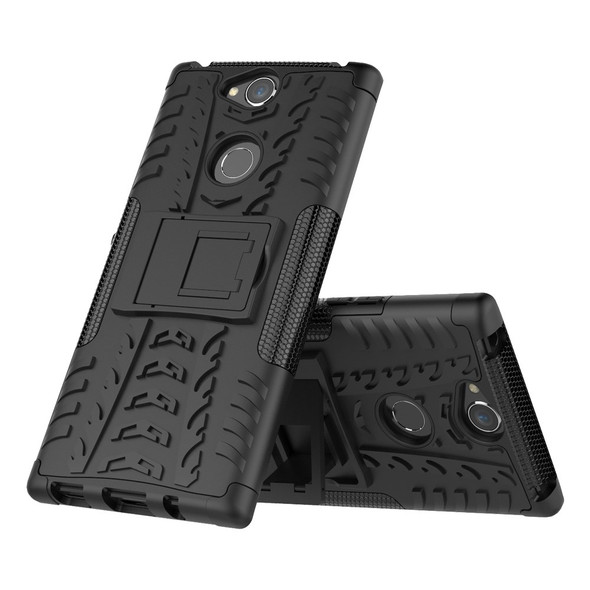 Cool Tyre Hybrid PC + TPU Kickstand Casing for Sony Xperia XA2 Plus - Black