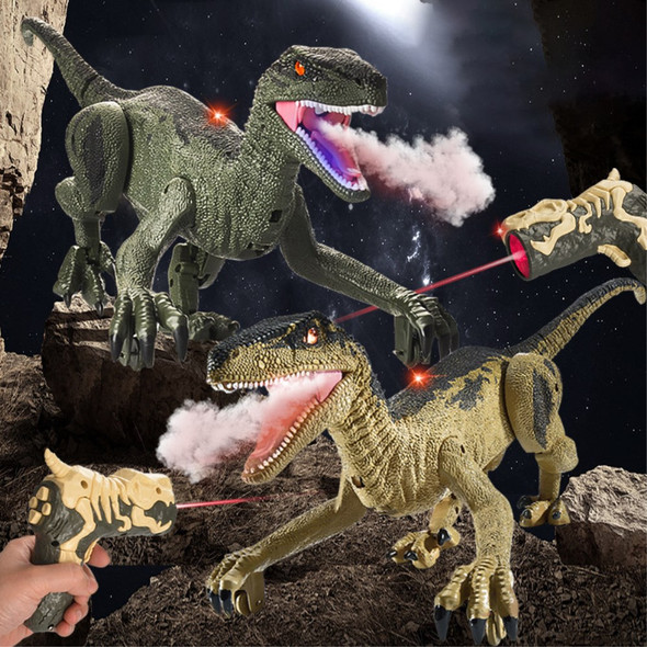 SM015S Electrical Spray Mist Dinosaur Remote Control Walking Light Sound Dinosaur Model Toy Boys Children Gift - Green