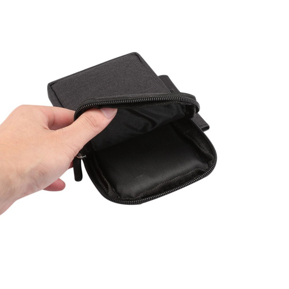 Denim Canvas Washable Zipper Phone Pouch Waist Bag, Internal Size: 10 x 17 x 2.5cm - Black