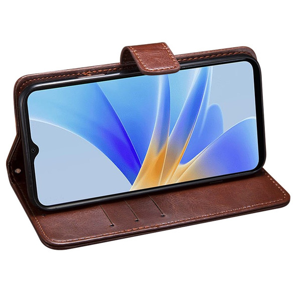 IDEWEI For Oppo Reno9 Pro+ 5G Crazy Horse Texture Phone Case Stand Wallet PU Leather Folio Flip Cover - Brown