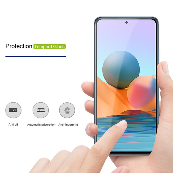 AMORUS Silk Printing Full Glue Tempered Glass Full Screen Covering Protector Film for Xiaomi Redmi Note 10 Pro 4G (India)/(Global)/Note 10 Pro Max - Black