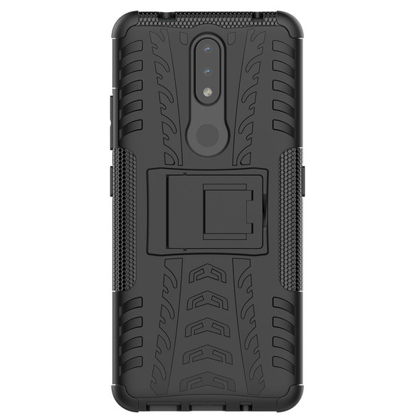 Cool Tyre Surface Design PC + TPU Hybrid Phone Cover Shell with Kickstand for Nokia 2.4 - Black