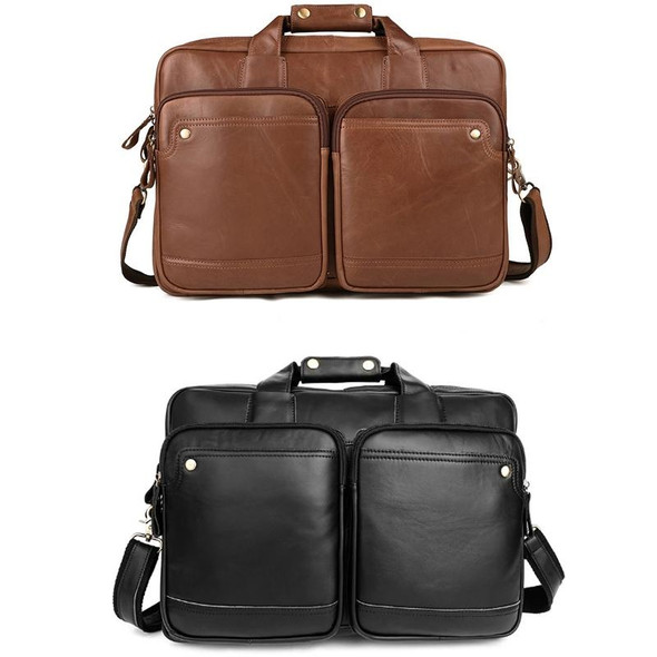 9914 Large-Capacity Men Laptop Bag One-Shoulder Business Briefcase(Black)