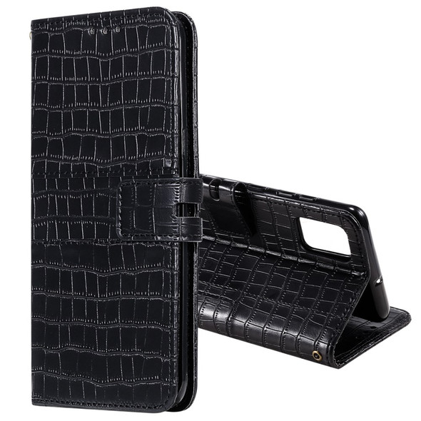 For Samsung Galaxy S20 FE/S20 Fan Edition/S20 FE 5G/S20 Fan Edition 5G/S20 Lite/S20 FE 2022 Crocodile Skin PU Leather Wallet Phone Case - Black