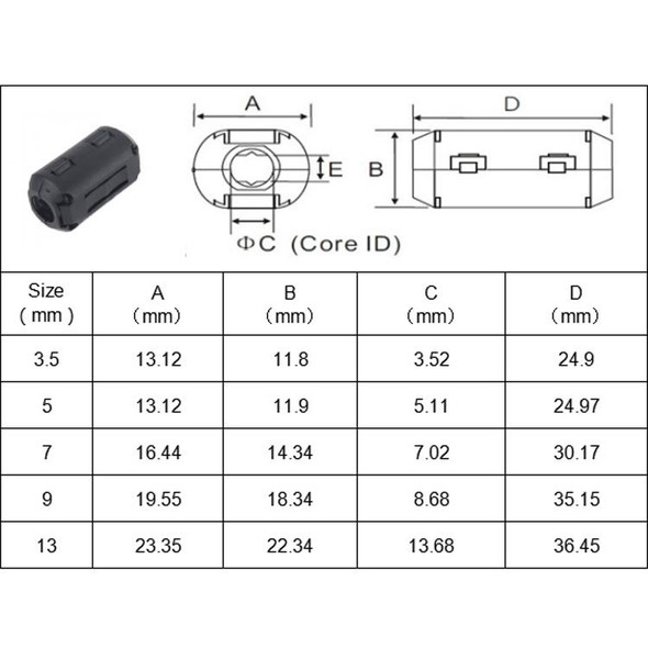 22 PCS / Pack 3.5mm/5mm/7mm/9mm Anti-interference Degaussing Ring Ferrite Ring Cable Clip Core Noise Suppressor Filter