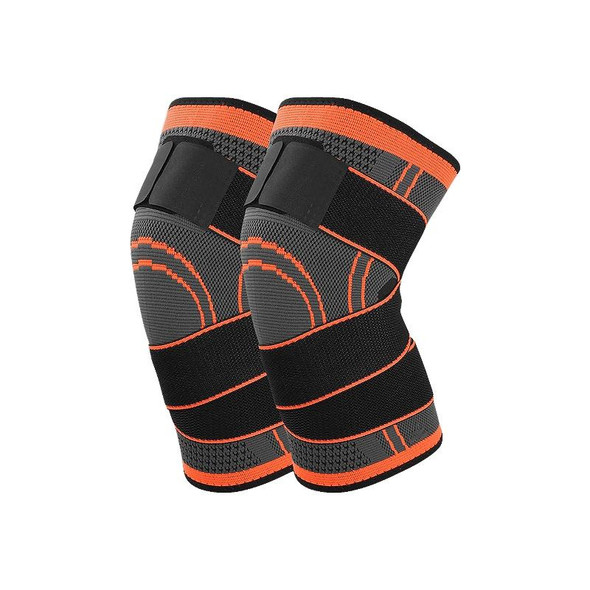 2 PCS Fitness Running Cycling Bandage Knee Support Braces Elastic Nylon Sports Compression Pad Sleeve, Size:L(orange)