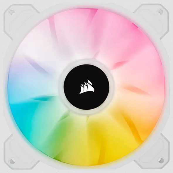 Corsair White SP140 RGB ELITE; 140mm RGB LED Fan with AirGuide; Dual Pack with Lighting Node CORE