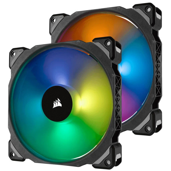 Corsair ML140 PRO RGB LED 140MM PWM Premium Magnetic Levitation Fan  Dual Fan Pack with Lighting Node PRO