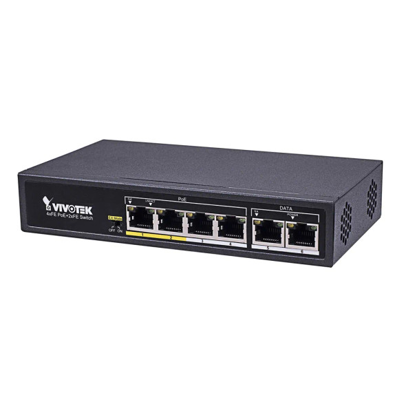 VIVOTEK Unmanaged 4x 10/100 PoE + 2x 10/100; POE extender up to 200M; 65W