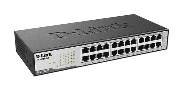 D-Link 24-port UTP 10/100Mbps Auto-sensing; Stand-alone; Unmanaged (Metal Case)