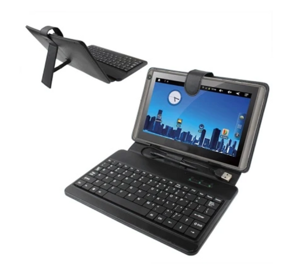 10 inch Universal Tablet PC Leatherette Tablet Case with USB Plastic Keyboard(Black)