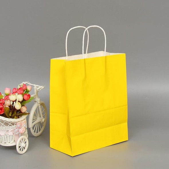 10 PCS Elegant Kraft Paper Bag With Handles for Wedding/Birthday Party/Jewelry/Clothes, Size:16x22x8cm(Yellow)