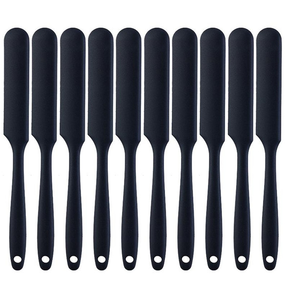 10 PCS Long Silicone Spatula Butter Cake Cream Scraper Baking Tool(Black)