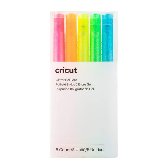 2009961 -Cricut 5 Glitter Gel Pens (0.8 mm) in Neon Pink; Neon Orange; Neon Yellow; Neon Green; Neon Blue