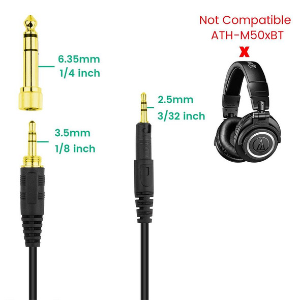 ZS0088 - Audio-Technica ATH-M50X / ATH-M40X Spring Headset Audio Cable, Cable Length: 1.4m-3m