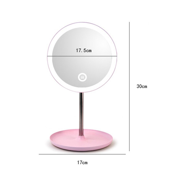 Lighted Large Makeup Mirror 360-degree Rotating LED Light Mirror Brightness Adjustable Circle Vanity Mirror for Home Travel Gift - White