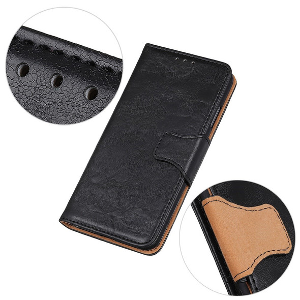 For Xiaomi Redmi Note 11T Pro 5G / Note 11T Pro+ 5G / Note 12T Pro 5G / Poco X4 GT 5G / Redmi K50i 5G PU Leather Folio Flip Phone Cover Crazy Horse Texture Magnetic Clasp Stand Shockproof Wallet Case - Black