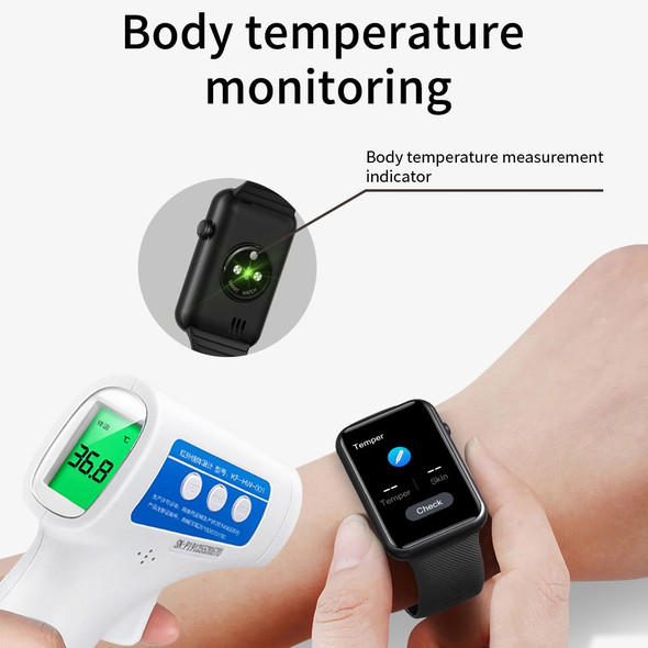 HT5 PLUS 1.57 inch Bluetooth Calling Body Temperature Detection Smart Bracelet Waterproof Health Monitoring Sports Fitness Smart Watch - Black