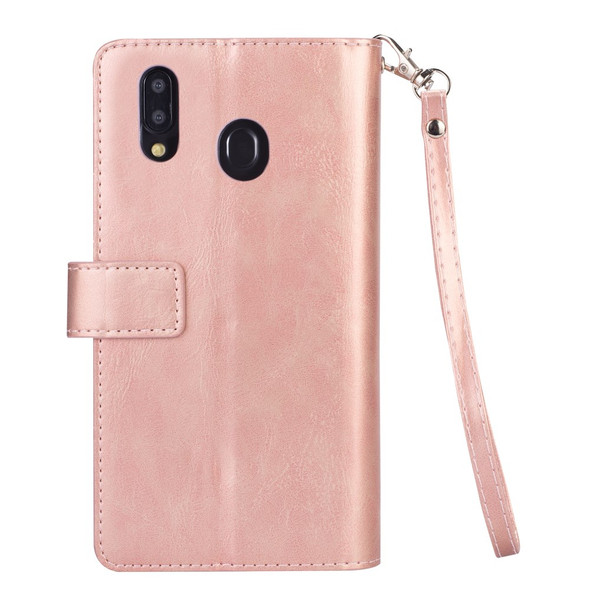 Multi-slot Wallet Zippered Leather Cover Stand Case for Huawei Y7 (2019)/Y7 Prime (2019) - Rose Gold