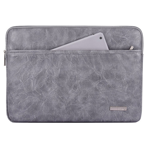 CANVASARTISAN  L38-T06 PU Leather Sleeve Bag for 12 inch Laptop Portable Carrying Case Shockproof Notebook Protector - Grey