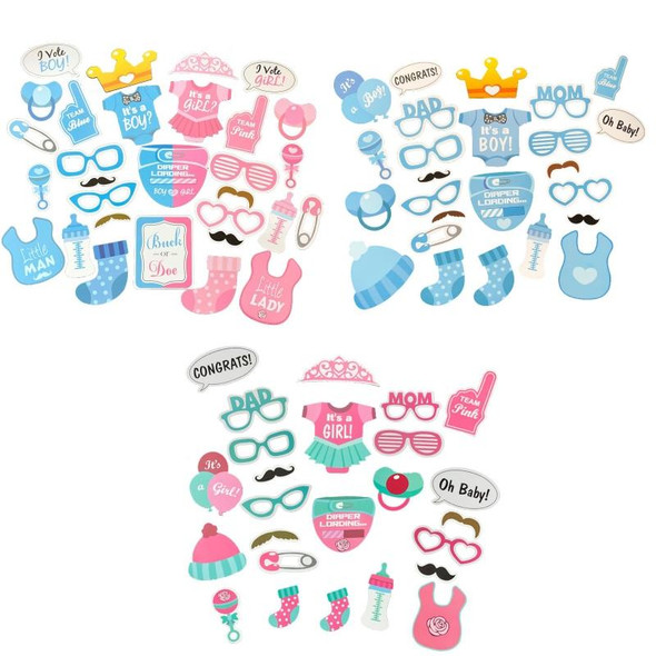 3 Sets Baby Birthday Party Gender Reveal Stickers Photo Props(25PCS/Set Boys Suit)