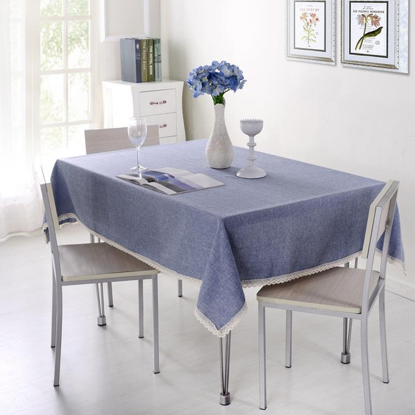 Decorative Tablecloth Imitation Linen Lace Table Cloth Dining Table Cover, Size:90x90cm(Grey)