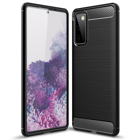 For Samsung Galaxy S20 FE 4G/5G/S20 Lite/S20 FE 2022 Carbon Fiber Brushed Texture Soft TPU Slim Phone Case - Black