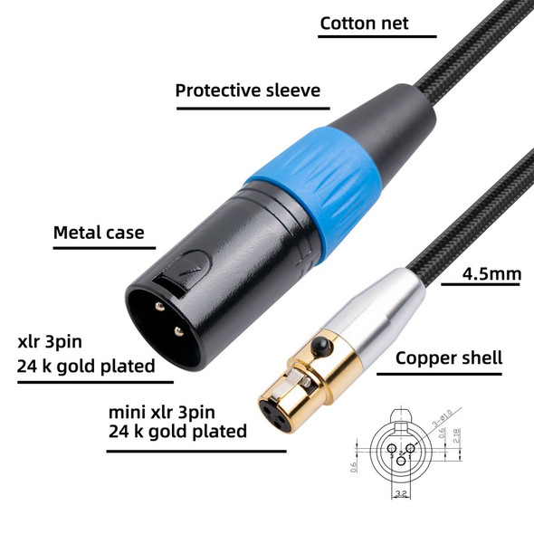 SA119GXK108BU 5m Mini XLR Female to XLR Male Cable 24K Gold Plated Microphone Audio Adapter Cable